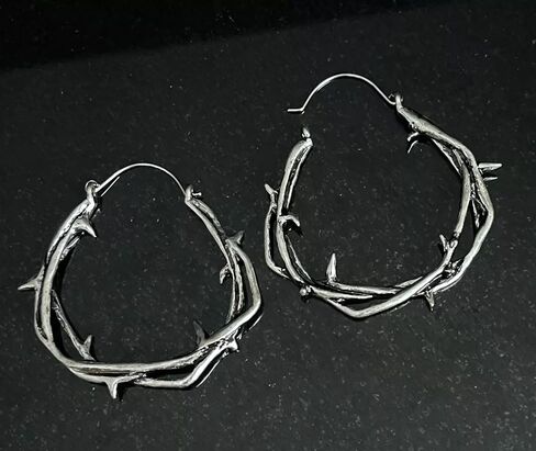 PAIR of Unique Twisted Thorn Hoop Earrings, Use As Regular Earrings or Through Tunnels - 20g - Body Jewelry in Saudi Arabia