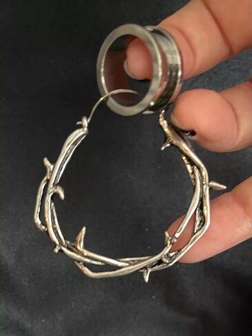PAIR of Unique Twisted Thorn Hoop Earrings, Use As Regular Earrings or Through Tunnels - 20g - Body Jewelry in Saudi Arabia