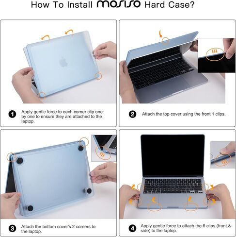 حافظة MOSISO متوافقة مع جهاز MacBook Air 13 بوصة 2026 2025 2024 2023 2022 M4 A3240 M3 A3113 M2 A2681، حافظة صلبة مقاومة للكسر مع محيط غير لامع لجهاز MacBook Air 13.6 بوصة، أزرق سماوي in Saudi Arabia