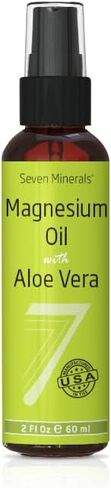 Seven Minerals Pure Magnesium Oil Spray with Aloe Vera 12oz - Pharmaceutical (USP) Grade, Highest Strength with Instant Relief for Feet, Sleep, Muscle Pain & Cramps - Mined in The USA in Saudi Arabia