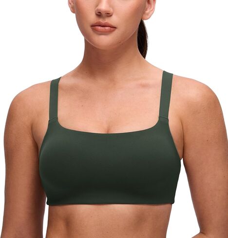 حمالات صدر رياضية بحزام عريض قابل للتعديل من CRZ YOGA Butterluxe للنساء - بلوزة يوجا مبطنة بظهر مربع ورقبة واسعة in Saudi Arabia