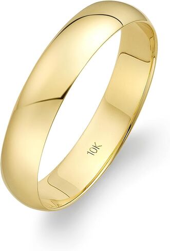 10K or 14K Solid Gold Wedding Band, 4mm, Classic Fit, High-Polish Ring, Yellow or White Gold (Stamped for Authenticity), Sizes 7–14 in Kuwait