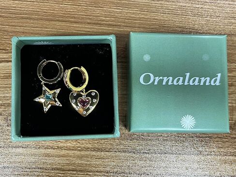 أقراط متدلية من Ornaland للنساء مطلية بالذهب عيار 18 قيراط أقراط على شكل نجمة على شكل قلب مخصصة من الزركونيوم مجوهرات رائعة هدية للنساء in Saudi Arabia