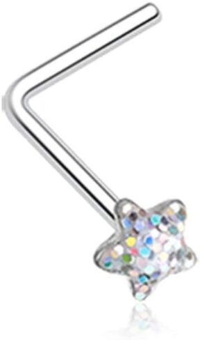 Star Glitter Sparkle L-Shaped Nose Ring in Saudi Arabia
