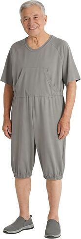 Adaptive Clothing for Men, Anti-Strip Back-Zip Cotton Romper, Elderly Care Onesie for Special Needs and Disabilities in Kuwait