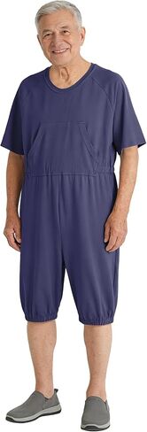 Adaptive Clothing for Men, Anti-Strip Back-Zip Cotton Romper, Elderly Care Onesie for Special Needs and Disabilities in Kuwait