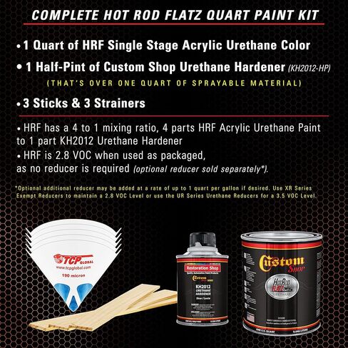 Custom Shop - Oxide Red - Hot Rod Flatz Flat Matte Satin Urethane Auto Paint - Complete Quart Paint Kit - Professional Low Sheen Automotive, Car Truck Coating, 4:1 Mix Ratio in Saudi Arabia