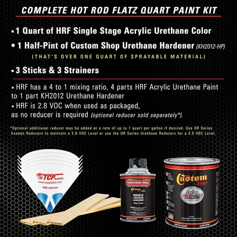 Custom Shop - Rally Green Metallic - Hot Rod Flatz Flat Matte Satin Urethane Auto Paint - Complete Quart Paint Kit - Professional Low Sheen Automotive, Car Truck Coating, 4:1 Mix Ratio in Saudi Arabia