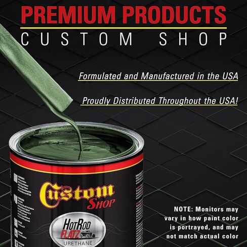 Custom Shop - Rally Green Metallic - Hot Rod Flatz Flat Matte Satin Urethane Auto Paint - Complete Quart Paint Kit - Professional Low Sheen Automotive, Car Truck Coating, 4:1 Mix Ratio in Saudi Arabia