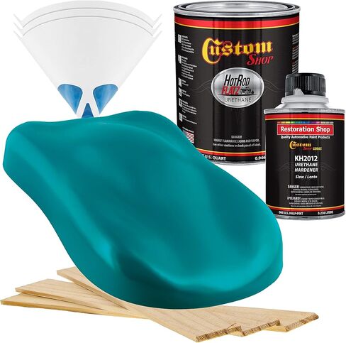 متجر مخصص - ديب أكوا - طلاء تلقائي من Hot Rod Flatz Flat Matte Satin Urethane - مجموعة طلاء كاملة ربع لتر - سيارات احترافية منخفضة اللمعان، طلاء لشاحنات السيارات، نسبة مزيج 4:1 in Saudi Arabia