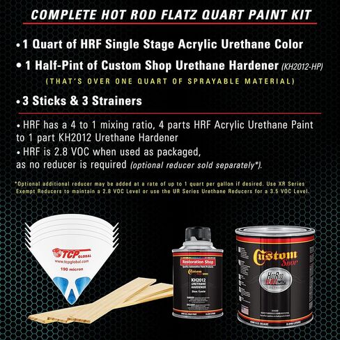 متجر مخصص - ديب أكوا - طلاء تلقائي من Hot Rod Flatz Flat Matte Satin Urethane - مجموعة طلاء كاملة ربع لتر - سيارات احترافية منخفضة اللمعان، طلاء لشاحنات السيارات، نسبة مزيج 4:1 in Saudi Arabia