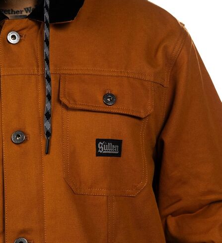 Sullen Men's Survivalist Duck Canvas Jacket Tattoo Lifestyle Hooded Button Up Outdoor Jacket (US, Alpha, Large, Regular, Regular, Dark Gold) in Saudi Arabia