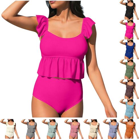 Two Piece Tankini Swimsuits for Women 2026 Tummy Control Blouson Modest Bathing Suit Summer Vacation Beach Swimwear in Saudi Arabia