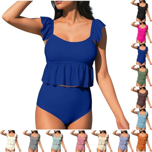 Two Piece Tankini Swimsuits for Women 2026 Tummy Control Blouson Modest Bathing Suit Summer Vacation Beach Swimwear in Saudi Arabia