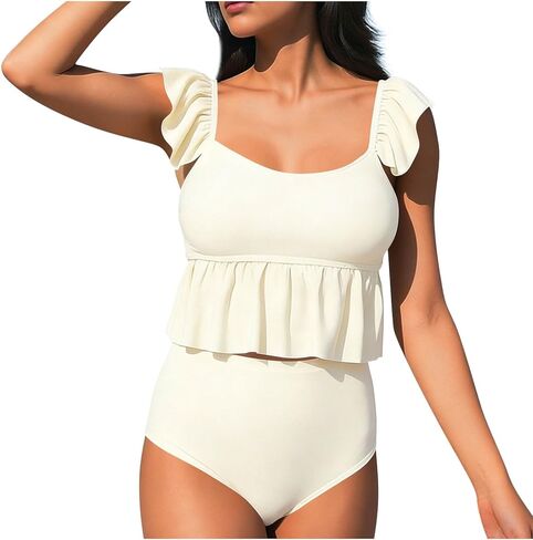 Two Piece Tankini Swimsuits for Women 2026 Tummy Control Blouson Modest Bathing Suit Summer Vacation Beach Swimwear in Saudi Arabia