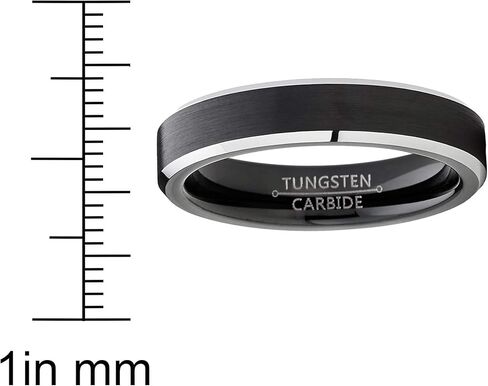 Men Women Wedding Black Tungsten Ring 4mm Matte Finish Beveled Polished Edge Comfort Fit in Saudi Arabia