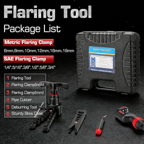 مجموعة أدوات التدفئة والتهوية وتكييف الهواء (HVAC) 5 في 1 لأنابيب النحاس 1/4 بوصة إلى 3/4 بوصة - أداة مضيئة فردية غريبة الأطوار بزاوية 45 درجة مع قاطع الأنابيب، ومزيل الحرق للتبريد، وإصلاح وتركيب التيار المتردد in Kuwait