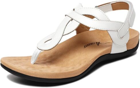 Athlefit Women's Orthopedic Arch Support Sandals Comfortable Thong T-Strap Orthotic Casual Flat Sandals in Saudi Arabia