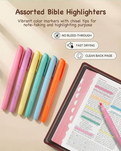 Bible Study Supplies Journaling Kit for Women - Bible Annotation Kit with No Bleed Highlighters, Tabs & Pen Case - Valentine Christian Gift for Daily Devotional & Note Taking(Beige Strawberry) in Kuwait