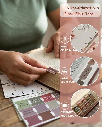 Bible Study Supplies Journaling Kit for Women - Bible Annotation Kit with No Bleed Highlighters, Tabs & Pen Case - Valentine Christian Gift for Daily Devotional & Note Taking(Beige Strawberry) in Kuwait