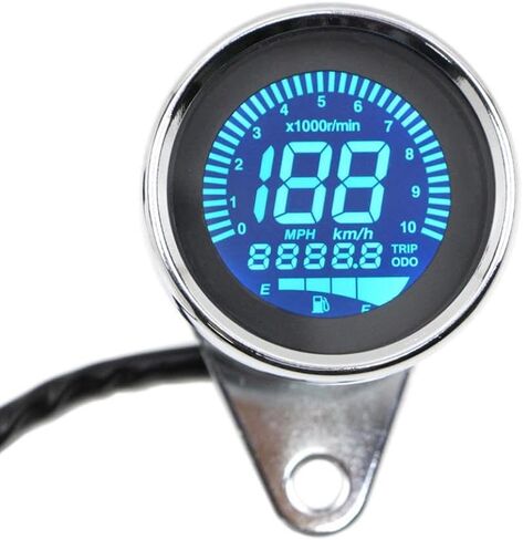 LCD الرقمية متعددة الوظائف دراجة نارية متر 12V عداد السرعة مقياس سرعة الدوران عداد المسافات مقياس الوقود قذيفة سوداء متوافقة مع دراجة نارية عالمية (الكروم) in Kuwait