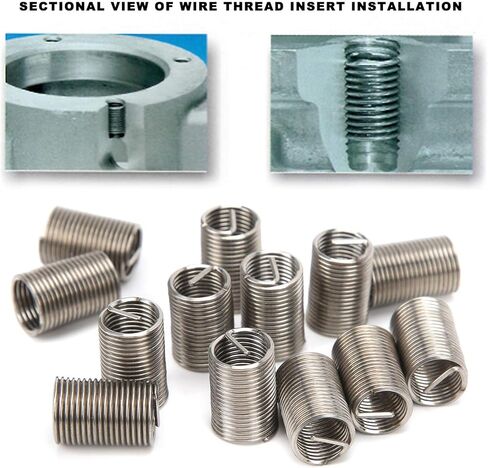 Wire Thread Insert Threaded Bushing Sleeve High Strength Stainless Steel Screw Hole Repair Kit For Threads Restoration M8x1x3D 50Pcs in Saudi Arabia