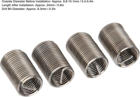 Wire Thread Insert Threaded Bushing Sleeve High Strength Stainless Steel Screw Hole Repair Kit For Threads Restoration M8x1x3D 50Pcs in Saudi Arabia
