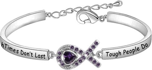 CENWA Purple Ribbon Bracelet Tough Times Don’t Last Tough People Do Bracelet Awareness Gift Cancer Support Jewelry in Saudi Arabia