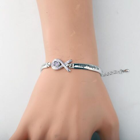 CENWA Purple Ribbon Bracelet Tough Times Don’t Last Tough People Do Bracelet Awareness Gift Cancer Support Jewelry in Saudi Arabia
