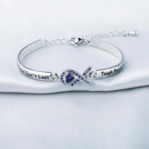 CENWA Purple Ribbon Bracelet Tough Times Don’t Last Tough People Do Bracelet Awareness Gift Cancer Support Jewelry in Saudi Arabia