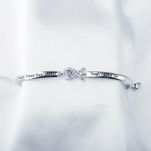 CENWA Purple Ribbon Bracelet Tough Times Don’t Last Tough People Do Bracelet Awareness Gift Cancer Support Jewelry in Saudi Arabia