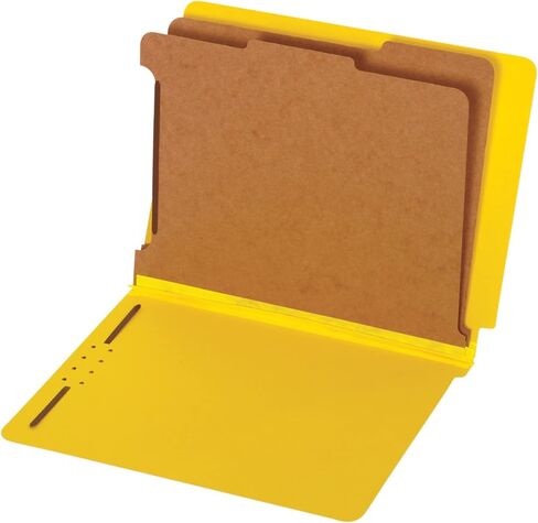 Globe-Weis/Pendaflex End Tab Classification Folders, 2 Dividers, 2-Inch Embedded Fasteners, Letter Size, Yellow, 10 Folders Per Box (23789GW) in Saudi Arabia