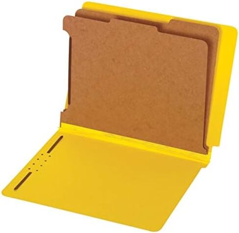 Globe-Weis/Pendaflex End Tab Classification Folders, 2 Dividers, 2-Inch Embedded Fasteners, Letter Size, Yellow, 10 Folders Per Box (23789GW) in Saudi Arabia