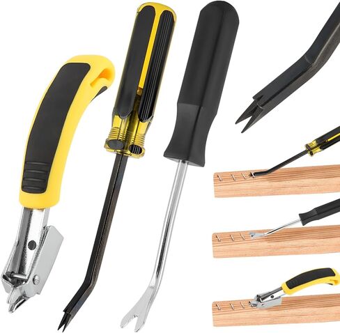 مزيل دبابيس التنجيد شديد التحمل لإزالة دبابيس تنجيد البناء الكرتوني مع رأس مزدوج الشق للأثاث والسجاد والكرتون والأرضيات 3 قطع in Kuwait