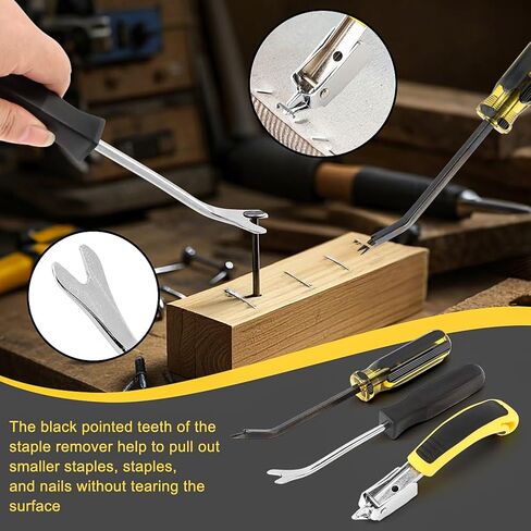 مزيل دبابيس التنجيد شديد التحمل لإزالة دبابيس تنجيد البناء الكرتوني مع رأس مزدوج الشق للأثاث والسجاد والكرتون والأرضيات 3 قطع in Kuwait