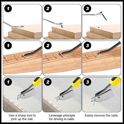 مزيل دبابيس التنجيد شديد التحمل لإزالة دبابيس تنجيد البناء الكرتوني مع رأس مزدوج الشق للأثاث والسجاد والكرتون والأرضيات 3 قطع in Kuwait