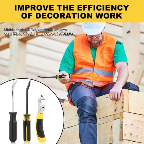 مزيل دبابيس التنجيد شديد التحمل لإزالة دبابيس تنجيد البناء الكرتوني مع رأس مزدوج الشق للأثاث والسجاد والكرتون والأرضيات 3 قطع in Kuwait