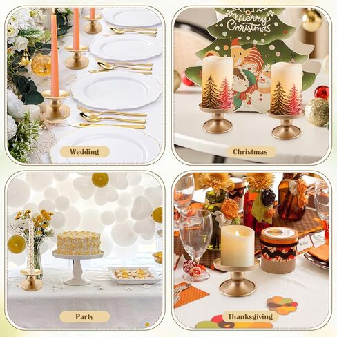 4PCS 2-in-1 Gold Candle Holders, Iron Candle Stands for Pillar & Tapered Candles, Table Centerpiece Decor for Homes, Weddings, Dinners & Celebrations in Saudi Arabia
