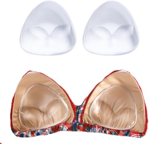 1 Pair Clear Bra Pad Breast Enhancers Silicone Triangle Bra Insert Breast Chest Swimsuit Pads Bra Enhancement Bikini Gel Inserts Push Up Breast Pads for Swimsuit Bikini Sport Bra, Transparent in Saudi Arabia