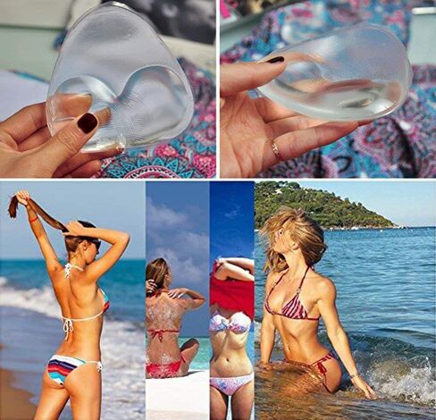 1 Pair Clear Bra Pad Breast Enhancers Silicone Triangle Bra Insert Breast Chest Swimsuit Pads Bra Enhancement Bikini Gel Inserts Push Up Breast Pads for Swimsuit Bikini Sport Bra, Transparent in Saudi Arabia