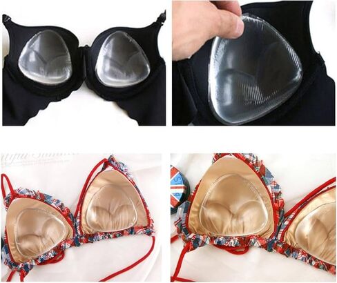 1 Pair Clear Bra Pad Breast Enhancers Silicone Triangle Bra Insert Breast Chest Swimsuit Pads Bra Enhancement Bikini Gel Inserts Push Up Breast Pads for Swimsuit Bikini Sport Bra, Transparent in Saudi Arabia