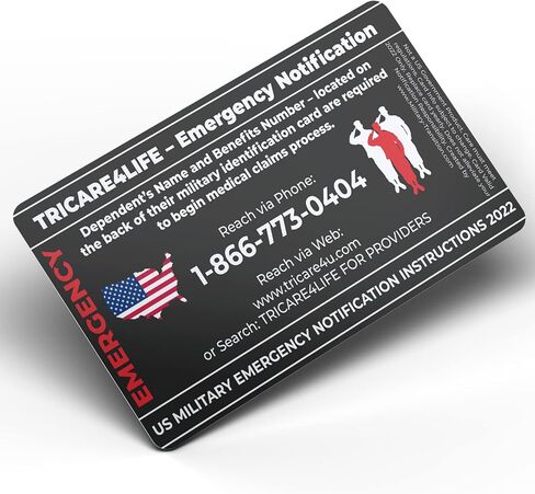 US Military Medical Alert Card - Military Dependents Only - Emergency Medical Contact Information for US Military Families - Eastern United States Locations Only in Saudi Arabia