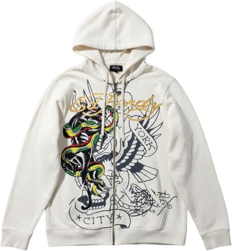 سترة بغطاء رأس رجالي من ED HARDY بسحاب على شكل جمجمة نيويورك سيتي إيجل الأفعى in Kuwait