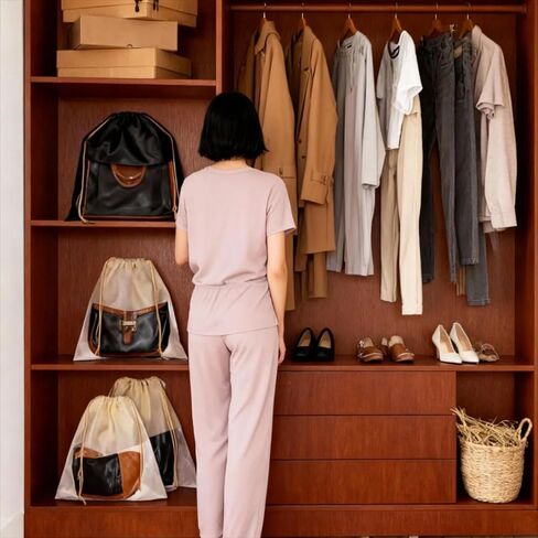 16 قطعة من أكياس الرباط المقاومة للغبار باللون البيج، أكياس تخزين الغبار لحقائب اليد وأغطية القماش غير المنسوج، حقيبة تنظيم التعبئة وحقيبة الأحذية (4 أحجام) in Kuwait