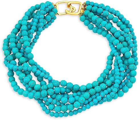 Kenneth Jay Lane Multi-Row Turquoise Bead Torsade Necklaces in Saudi Arabia