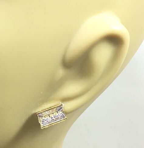جديد 10K الذهب الأصفر 13 ملم واسعة العشاء الأخير يسوع الرسل الهيب هوب مسمار أقراط E3022 in Saudi Arabia