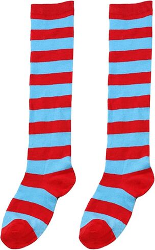Kids Socks Knee High Green White Stripes Long Sock for Boys Girls for Christmas Cosplay 7-12Y in Saudi Arabia