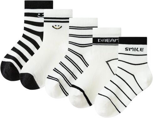 Balabala Boys Socks Kids Striped Running Socks Cotton Novelty Casual Sock for Boys Comfy Soft Athletic Crew Sock 5 Pack in Saudi Arabia