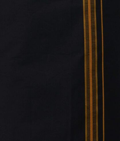 متوافق مع PRAKASAM COTTON للرجال باللون الأسود ذو الحواف الفاخرة وجيب Welcro Dhoti (HIMFAN-BLACK) in Kuwait