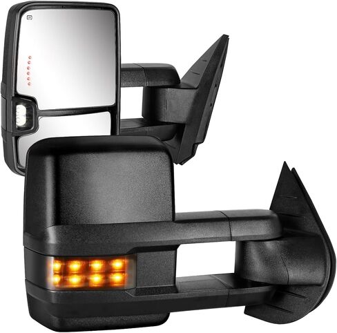 Towing Mirrors for 2007 2008 2009 2010 2011 2012 2013 Chevy Silverado Suburban Tahoe Avalanche GMC Sierra Yukon with Power Glass Turn Signal Light Backup Lamp Heated Extendable Pair in Saudi Arabia